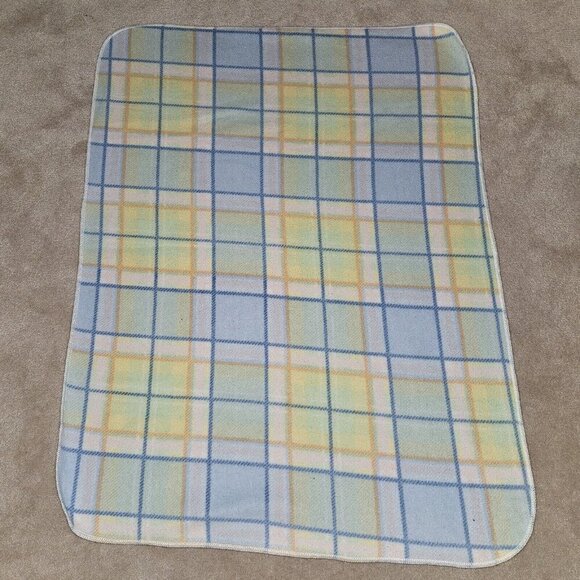 Toys R Us Especially For Baby Blanket Pastel Plaid Blue Yellow Pink Orange - Picture 3 of 8
